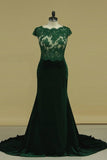 2024 Evening Dresses Scoop Short Sleeves Mermaid/Trumpet Velvet With PNHKPRBT