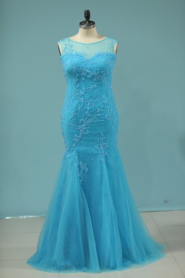 2024 Scoop Mermaid Prom Dresses With Beads Lace And P3XTQ8Q2