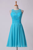 2024 Bridesmaid Dresses Classic Scoop Fitted Bodice A Line Above Knee Length P9G8F551