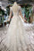 Princess Tulle High Neck Long Sleeve Handmade Flowers Lace up Prom Dresses