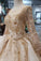 Princess Long Sleeve Ball Gown Scoop With Applique Beads Lace up Prom Dresses