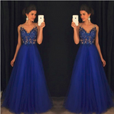 Sparkly V Neck Prom Dress Sexy Backless Evening Dress Tulle Long Prom Gown