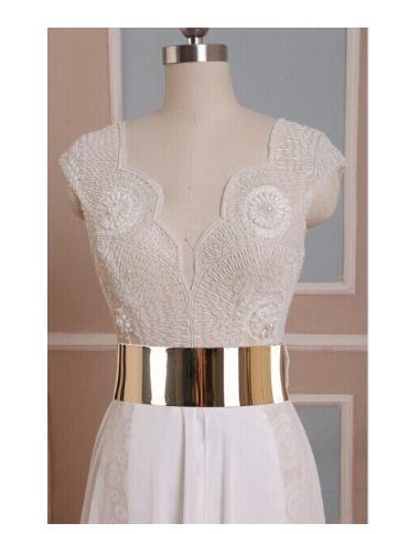 Cap Sleeves Sexy V-neck Side Slit Wedding Party Dresses Popular prom dresses online