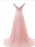 Off Shoulder Beading Bodice Long Chiffon Prom Dresses Evening DRESSES