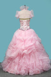 2024 Organza Ball Gown Quinceanera Dresses Sweetheart Beaded Bodice P3CXQFXH