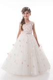 2024 A Line Flower Girl Dresses Scoop Tulle With Handmade Flowers PZGGB58L