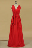 2024 Red Bridesmaid Dresses Cheap Bridesmaid Dresses V Neck PHSPJSRQ