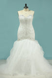2024 Mermaid Beaded Bodice Wedding Dresses Sweetheart Tulle P1MTLMZJ