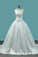 2024 A Line Wedding Dresses Satin Scoop With Beading PTDAT367
