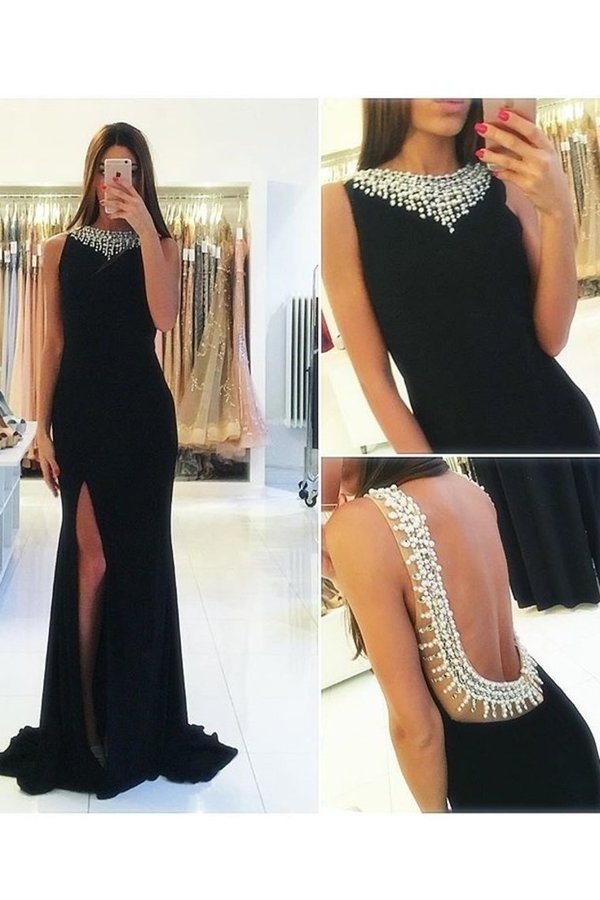 2024 Sexy Open Back Prom Dresses Scoop Chiffon With P66NQZ51
