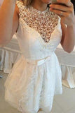 A-line Hot-selling Mini Lace Hollow Homecoming Dresses