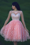 2024 A Line Scoop Lace With Beading Homecoming Dresses 3/4 PYNKDAH5