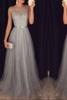 A-Line New Arrival Long Beading Real Made Christmas Dresses Long Prom Dresses
