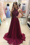 2024 Scoop Prom Dresses Chiffon With Beading A Line PQBB7282