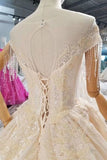 2024 Lace Wedding Dresses Scoop Cap Sleeves Lace Up Back PZM7B5G2