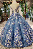2024 Prom Dresses Scoop Long Sleeves Lace Up Back PRHJZLZK