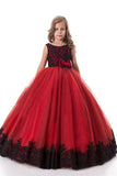 2024 Flower Girl Dresses Ball Gown Scoop Tulle With Applique And P2ZMK1AB
