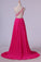 2024 Prom Dresses A Line One Shoulder With Beading Tulle & Chiffon Sweep PR2EPQXY