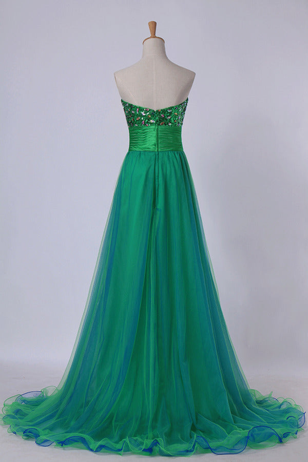 2024 Sweetheart Prom Dresses Empire Waist Floor Length With P4D5LJGG