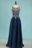 2024 A Line Prom Dresses Scoop Chiffon With Beading P1GHLJLD