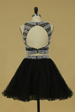 2024 Two-Piece Open Back Scoop A Line Homecoming Dresses Tulle PHKT2HP1