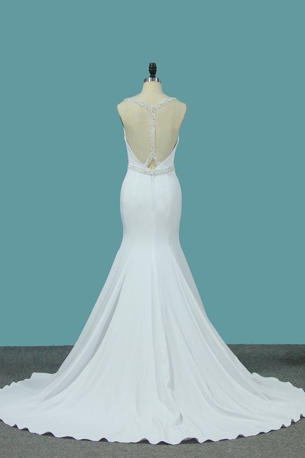 2022 Scoop Mermaid Wedding Dresses Spandex With PN89B8PE