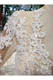 Ball Gown Wedding Dresses V Neck Long Sleeves Top Quality Appliques P87938N1