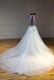 Simple Halter Court Train Tulle Wedding Dresses A Line Sleeveless Bridal STKP5QM4JP3