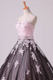2024 Quinceanera Dresses Sweetheart Tulle With Beading And Applique P56HXQ6N