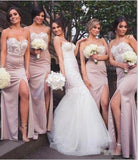 Mermaid Sweetheart Blush Bridesmaid Dresses with Lace, Wedding Party STK20465