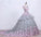 Scoop Ball Gown Gray Tulle Sleeveless Bowknot Empire Waist Wedding Dress with Pink Flowers