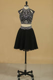 2024 Homecoming Dresses High Neck Two Pieces Beaded Bodice PRFEAGKN