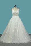 2024 Tulle Wedding Dresses V Neck A Line With Applique PGP8APCC