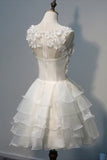 2024 A Line Scoop Organza With Handmade Flowers Short/Mini PG4MF435
