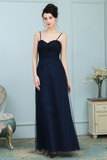 Janiyah Spaghetti Straps A-Line/Princess Tulle Natural Waist Sleeveless Floor Length Bridesmaid Dresses