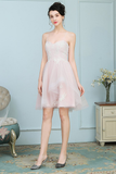 Alexis A-Line/Princess Spaghetti Straps Natural Waist Tulle Knee Length Sleeveless Bridesmaid Dresses