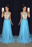 2022 Two Pieces Prom Dresses A-Line Chiffon With Beaded Bodice PZP2BR9X