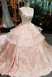 2024 Wedding Dresses One Shoulder Ball Gown Satin Lace Up With Appliques And PFS6AN8C