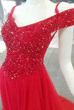 2024 Bling Bling A Line Prom Dresses Lace Up Off The Shoulder With Beadings P3KH39T6