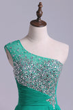 2024 One Shoulder Ruffled&Beaded Homecoming Dresses A Line P9FM94LZ