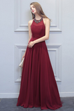 Angelique Sleeveless Halter Chiffon Natural Waist Floor Length A-Line/Princess Bridesmaid Dresses