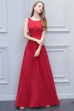Jimena Scoop Sleeveless Natural Waist Chiffon A-Line/Princess Floor Length Bridesmaid Dresses