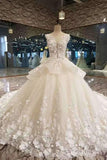 2024 Gorgeous Handmade Flower Tulle Wedding Dresses A Line With PBLN7EZR