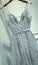 Blush A-Line V-Neck Sleeveless Gray Zipper Appliques Party Dress Prom Dresses