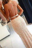 Sparkle Golden Sheath Floor Length Sweetheart Strapless Sleeveless Backless Prom Dresses