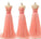 A-Line Peach Lace Custom Cheap Chiffon Open Back Cap Sleeves Bridesmaid Dresses