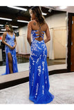 Rebekah Prom Dresses Mermaid Sweep/Brush Train Tulle With Applique V Neck