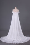 2024 A Line Straps With Beads And Ruffles Wedding Dresses Chiffon Court Train P2LL89SX