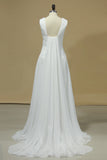 2024 A Line V Neck Chiffon With Ruffles Court Train Prom PZNS5LMX