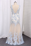 2024 Sexy V Neck Low Back Prom Dress Tulle Embellished With Beaded PB6JA7RD